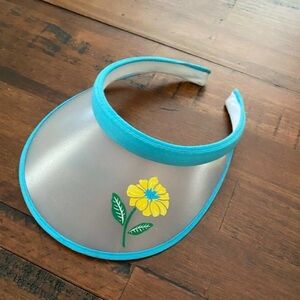 Vintage 1980s Frosted Clear Plastic Visor Hat Golf Retro Terry Cloth Band